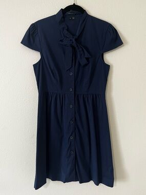 Theory Button Front Dress Navy Blue